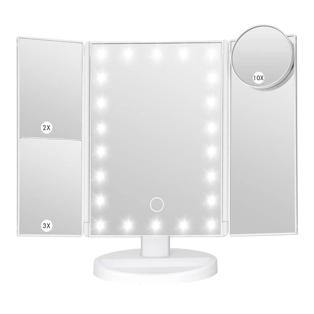 Tri-fold table make-up mirror
